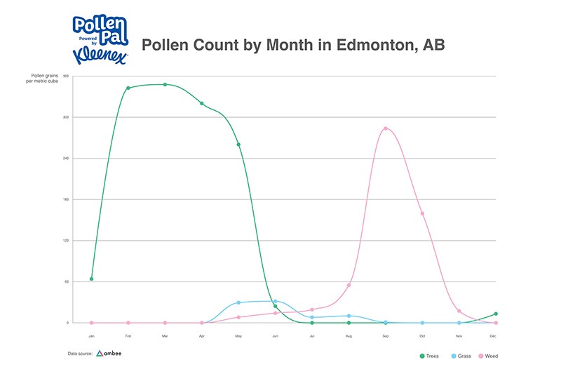 Pollen Count by Month Edmonton